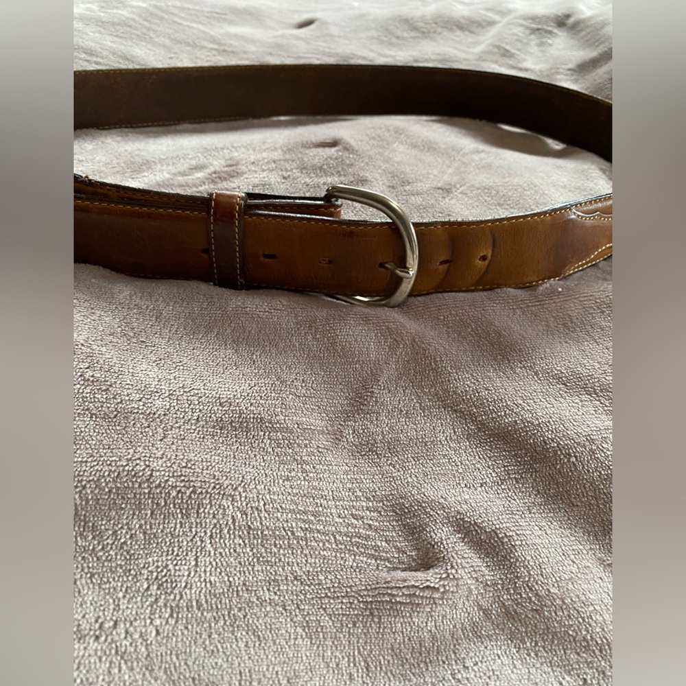 Classic Brown Leather Belt with Silver Buckle